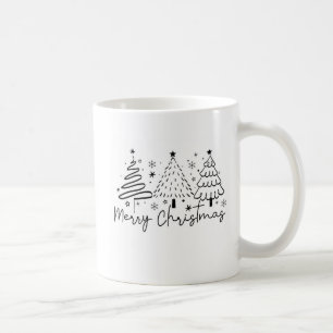 Merry Christmas Tree Drawn Coffee Mug