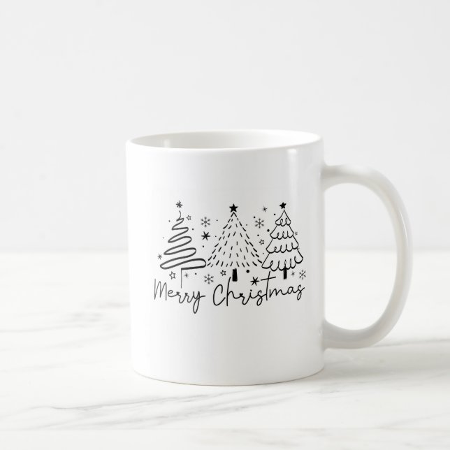 Merry Christmas Tree  Drawn  Coffee Mug (Right)