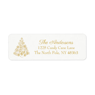 Merry Christmas Tree Elegant Return Address Labels