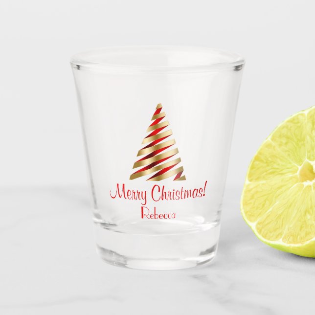 Merry Christmas tree elegant Shot Glass (Front)