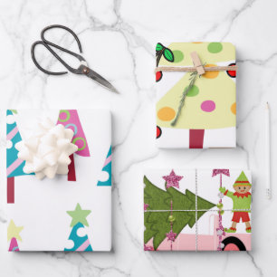 Merry Christmas Tree Elf  Wrapping Paper Sheet