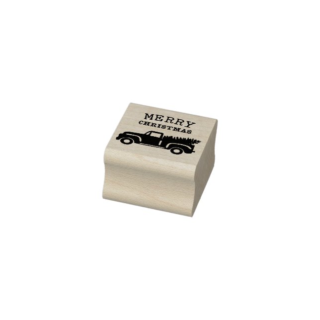 Merry Christmas Tree Farm Truck Rubber Stamp (Stamp)