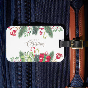 Merry Christmas Tree Festive Holiday Gift Design Luggage Tag