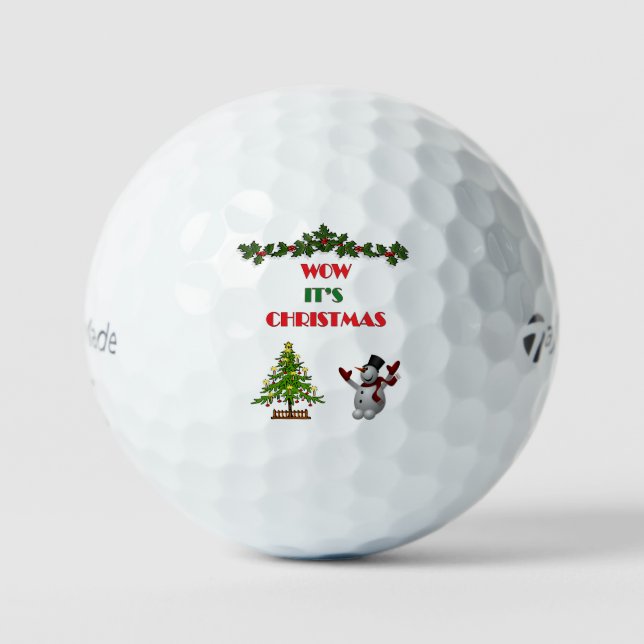 Merry Christmas Tree Festive Holiday  Snowman Gift Golf Balls (Front)