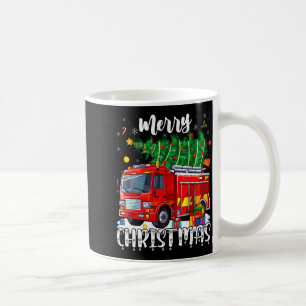 Merry Christmas Tree Firetruck Pajama Firefighter Coffee Mug
