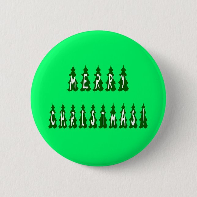 Merry Christmas Tree Font 6 Cm Round Badge (Front)