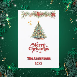 Merry Christmas tree garland card