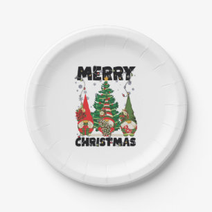 Merry Christmas Tree Gnomes Xmas Lights Adults Paper Plate