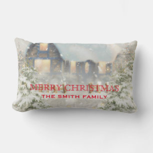 Merry Christmas Tree Gold Glitter Star Throw Pillo Lumbar Cushion