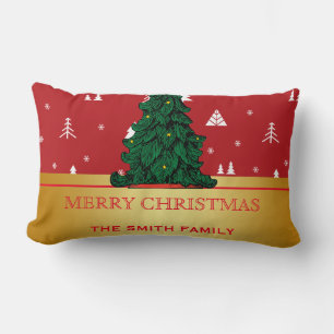 Merry Christmas Tree Gold Glitter Star Throw Pillo Lumbar Cushion