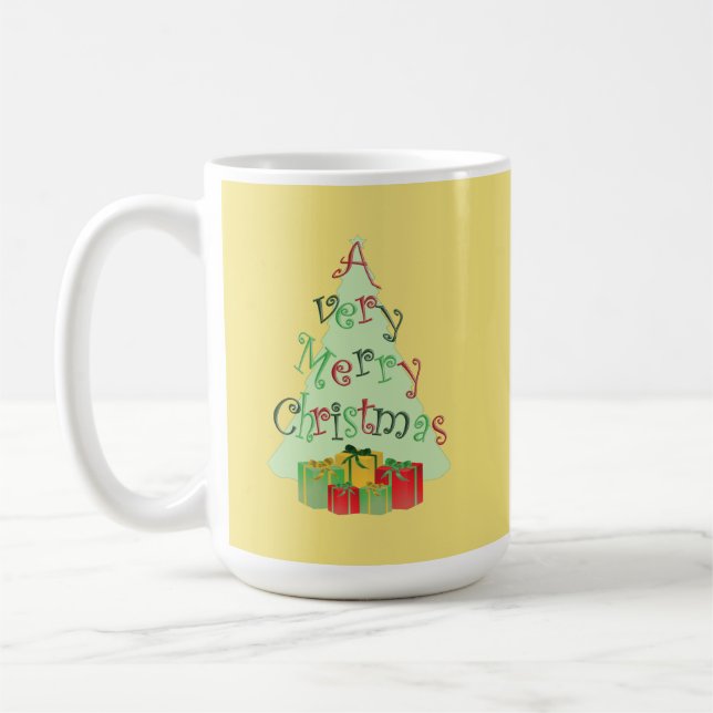 Merry Christmas Tree Graphic Design Mugs (Left)