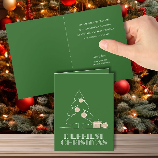 Merry Christmas Tree Green Holiday Card (Creator Uploaded)