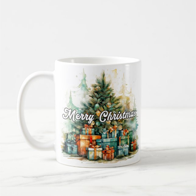 Merry Christmas Tree | Happy Holidays Coffee Mug (Left)