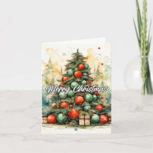 Merry Christmas Tree Happy Holidays, Everyone Holiday Card