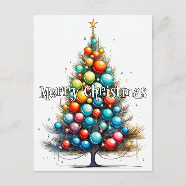 Merry Christmas Tree | Happy Holidays Postcard (Front)
