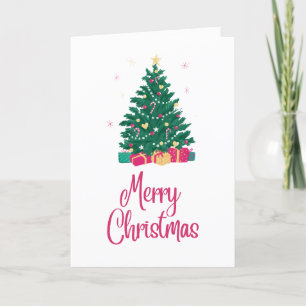 Merry Christmas tree holiday greeting card