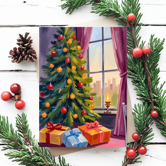 Merry Christmas Tree Holiday Painting Card (Creator Uploaded)