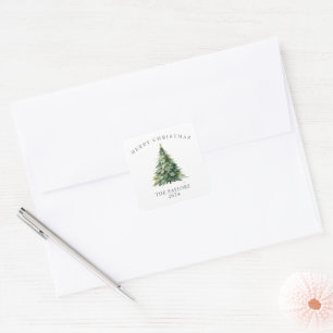 Merry Christmas Tree Holiday Square Sticker