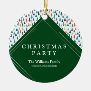 Merry Christmas Tree Holiday Wintery Green Party Ceramic Ornament
