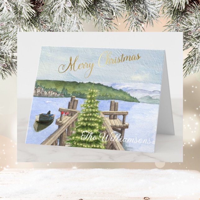 Merry Christmas Tree Lake Ornaments Card (Creator Uploaded)