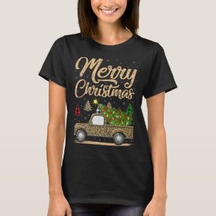 Merry Christmas Tree Leopard Truck Xmas Family Paj T-Shirt