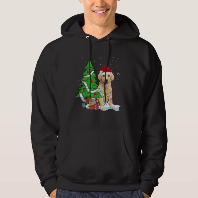 Merry Christmas Tree Light Santa Hat Dog Labrador  Hoodie (Front)