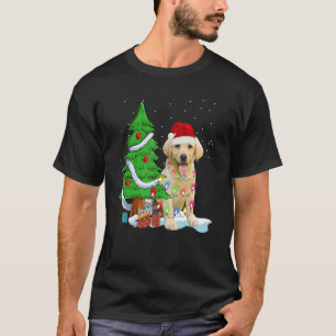 Merry Christmas Tree Light Santa Hat Dog Labrador  T-Shirt