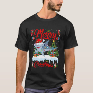 Merry Christmas Tree Lighting Santa Hammerhead Sha T-Shirt