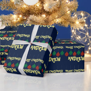 Merry Christmas tree lights decor wrappingpaper