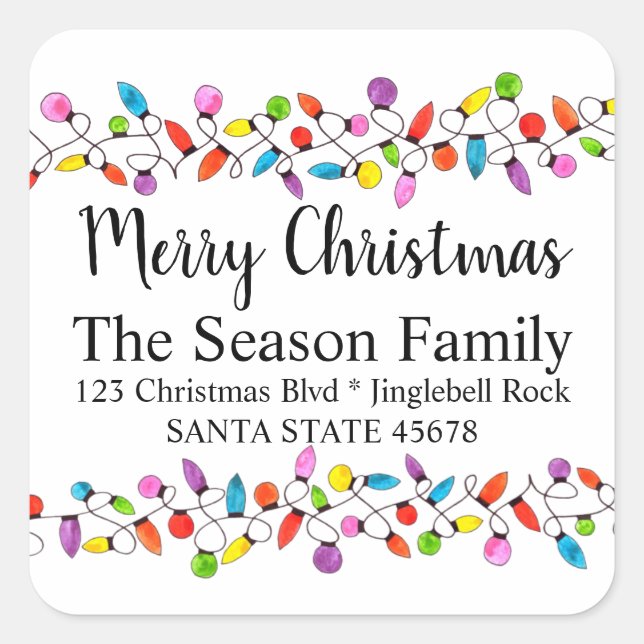 Merry Christmas Tree Lights Envelope seal (Front)