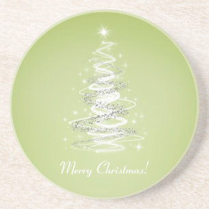 Merry Christmas tree lime green Coaster