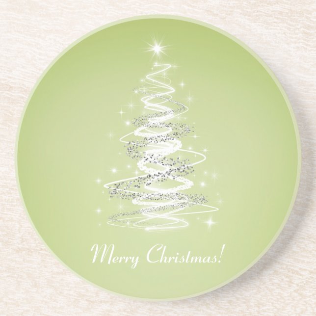 Merry Christmas tree lime green Coaster (Front)