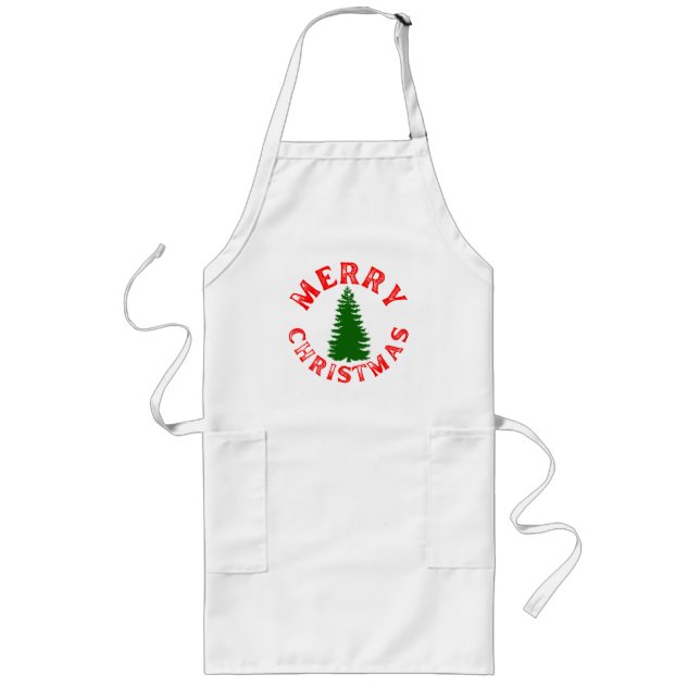 MERRY CHRISTMAS TREE LONG APRON (Front)