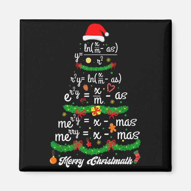 Merry Christmas Tree Math Teacher Xmas Tee Merry C Magnet (Front)
