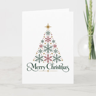 Merry Christmas Tree Minimalist Snowflake Card