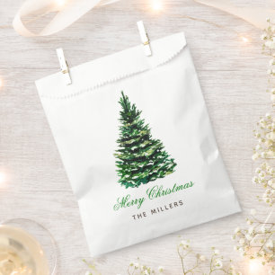 Merry Christmas Tree Name Elegant Calligraphy Favour Bag