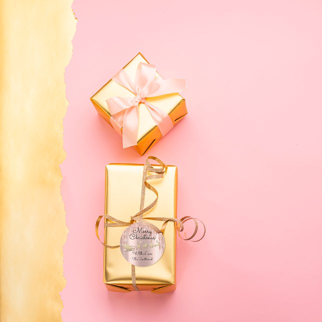 Merry Christmas Tree Name Rose Santa Sleigh Drips Classic Round Sticker (Merry Christmas Tree Name Rose Santa Sleigh Drips Classic Round Sticker)