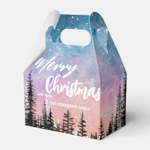 Merry Christmas tree Night gradient script forest Favour Box