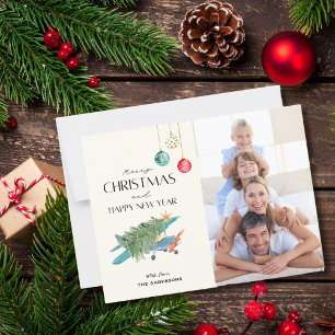 Merry Christmas Tree on Aeroplane Family Photo  Postcard