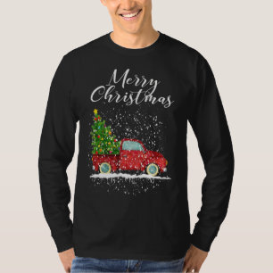 Merry Christmas Tree on Car Xmas Red Truck Vintage T-Shirt