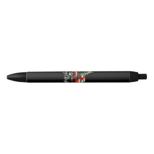 Merry Christmas Tree On Red Truck Vintage Family M Black Ink Pen