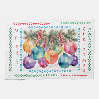 Merry Christmas Tree Ornaments Kitchen Towel
