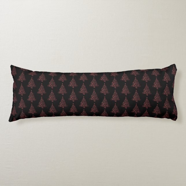 Merry Christmas Tree Pattern Black Red Elegant Body Cushion (Front)