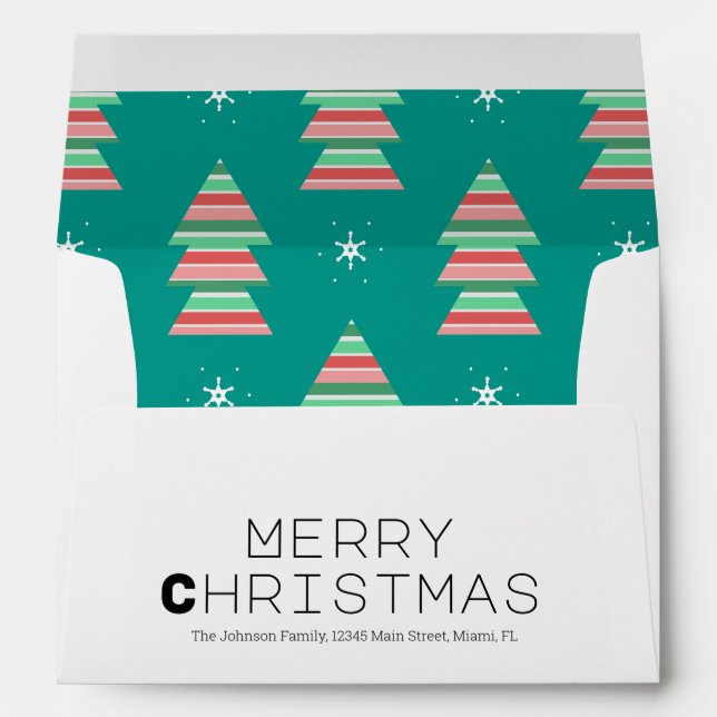 Merry Christmas Tree Pattern Theme Holiday Envelop Envelope (Back (Bottom))
