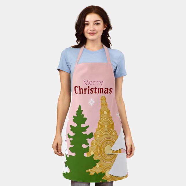 Merry Christmas tree pink Apron (Worn)
