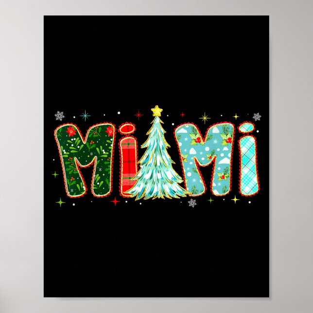 Merry Christmas Tree Plaid Mimi Aesthetic Mom Mama Poster (Front)