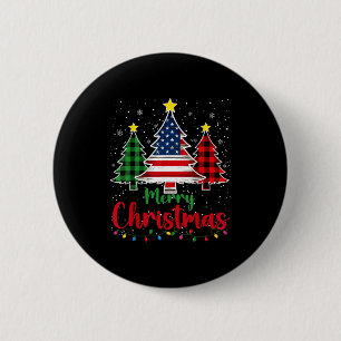 Merry Christmas Tree Plaid Us Flag Snowflake Xmas  6 Cm Round Badge