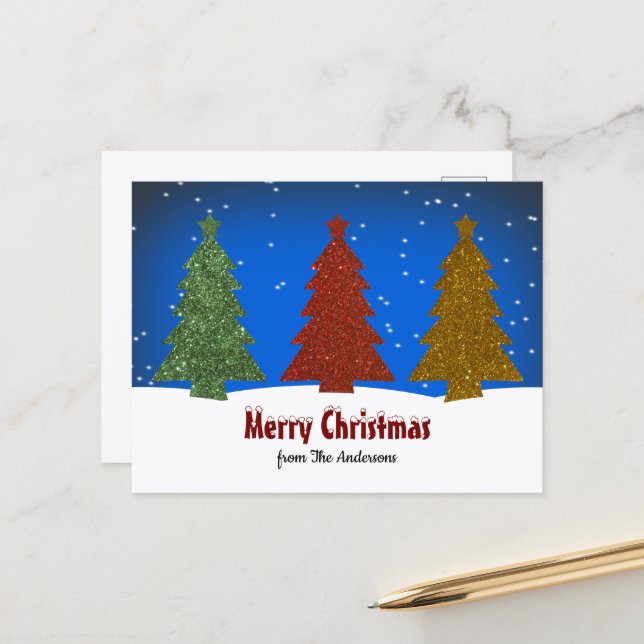 Merry Christmas Tree Postcard (Front/Back In Situ)