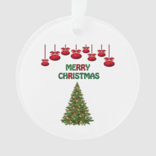 Merry Christmas Tree Presents Festive Holiday  Ornament