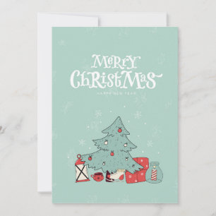 Merry Christmas Tree & Presents Holiday Card-5x7